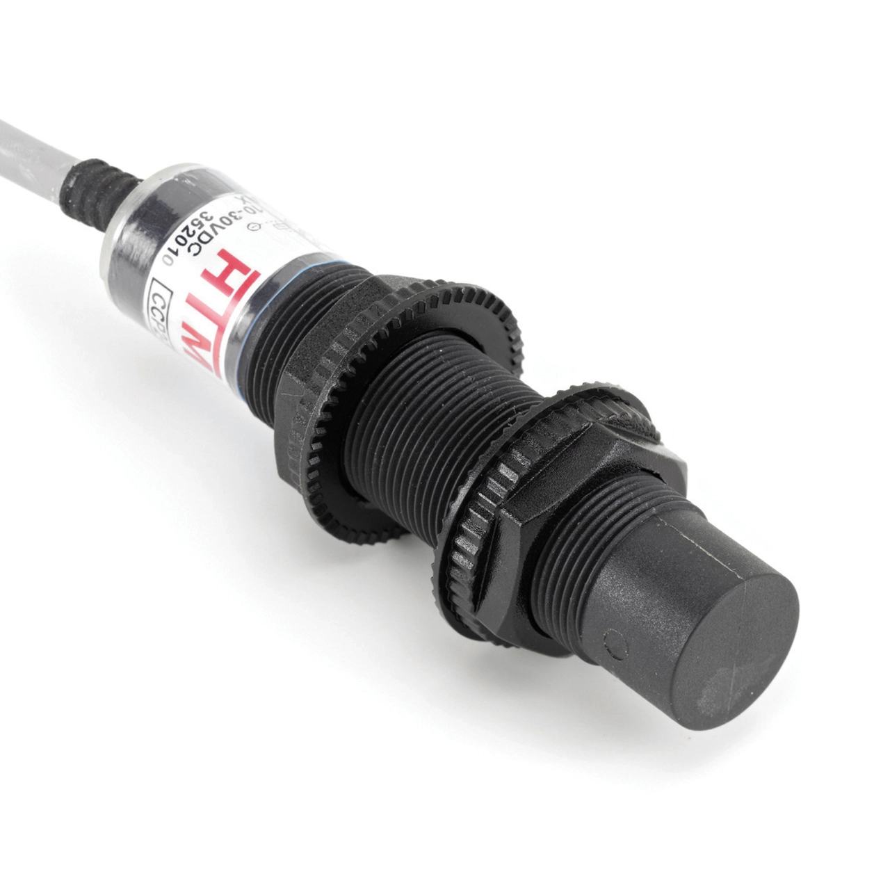 SENZOR CAPACITIV, CILINDRIC, PLASTIC, NEECRANAT CORP FILETAT M18 MM DISTANTA: 15 MM NPN, CHANGE OVER (NO AND NC) 3-fire CU PROTECTIE SCURT CIRCUIT, Cablu: 2M